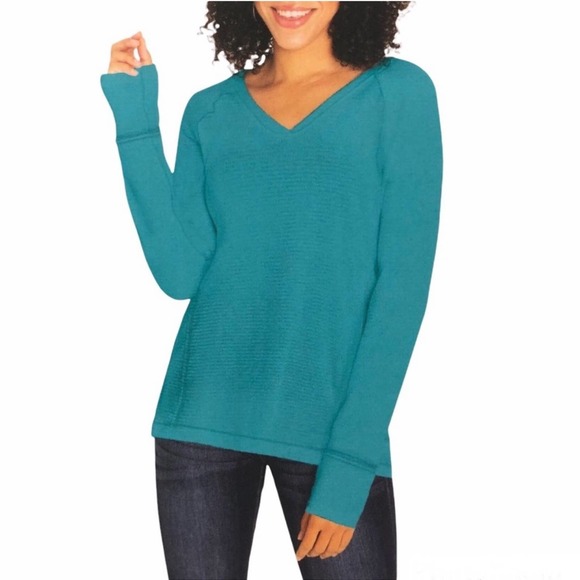 Wildfox Turquoise V-Neck Sweater - Picture 1 of 6